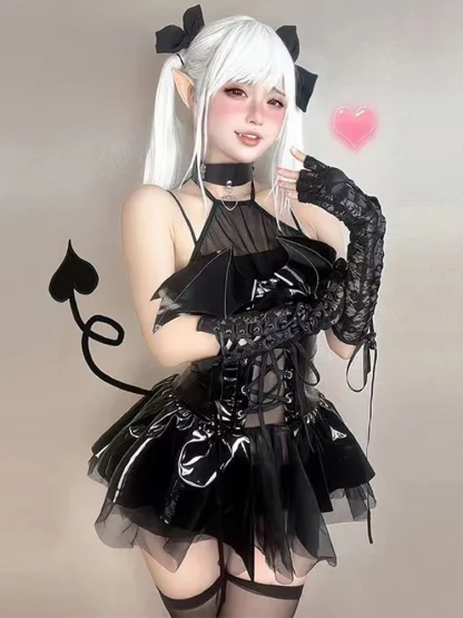Sexy Mesh Halter Gothic Dress - Image 2