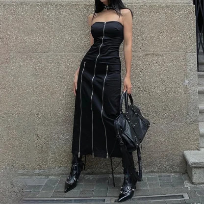Sexy Strapless Slit Gothic Dress - Image 4