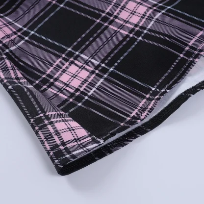 Plaid Sleeveless Mini Gothic Dresses - Image 6