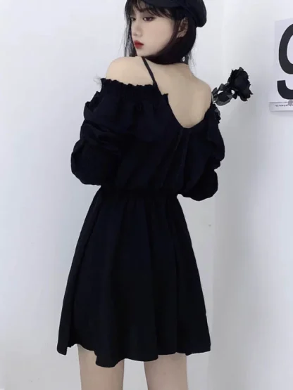 Cold-shoulder Long Sleeve Gothic Dress - Image 4