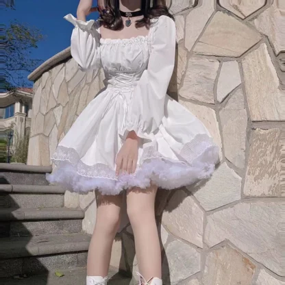 Flowy A-line Long Sleeve Gothic Dress - Image 4