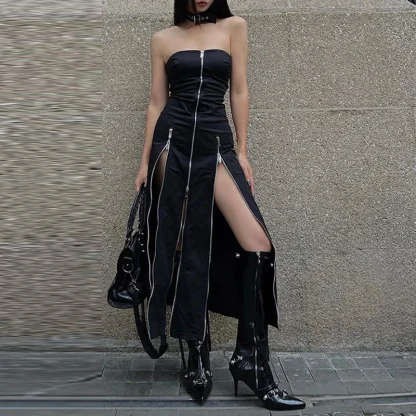 Sexy Strapless Slit Gothic Dress