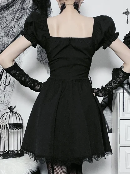 Puff Sleeve A-line Gothic Dress - Image 6