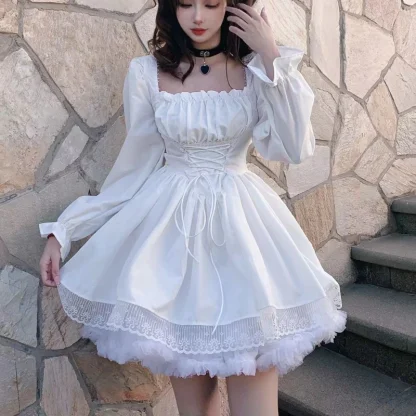 Flowy A-line Long Sleeve Gothic Dress - Image 6