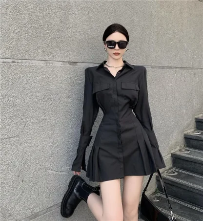 Elegant Pleated Gothic Dress - Image 7