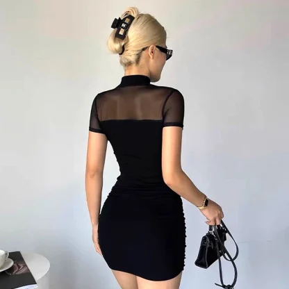 Mesh Neckline Mini Gothic Dress - Image 3