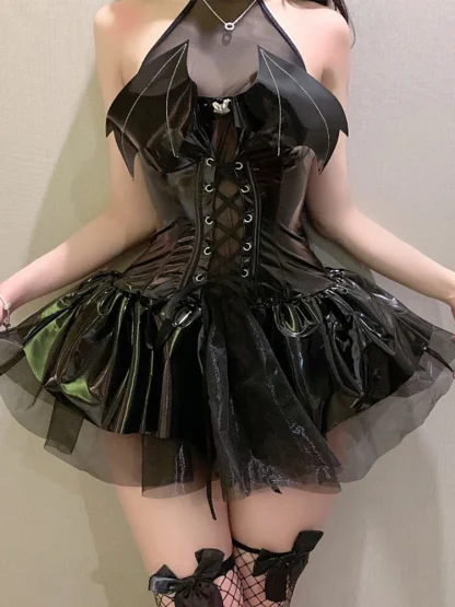 Sexy Mesh Halter Gothic Dress - Image 5