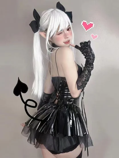 Sexy Mesh Halter Gothic Dress - Image 3
