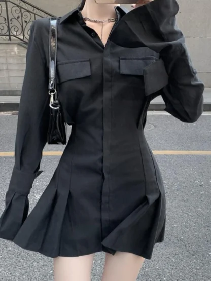 Elegant Pleated Gothic Dress - Image 5