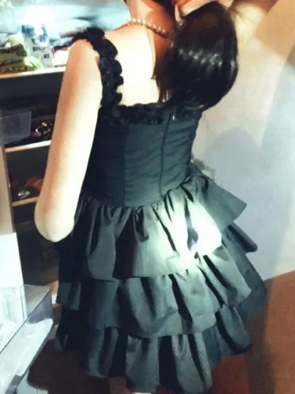 Sleeveless Tiered Ruffle Gothic Dress - Image 6