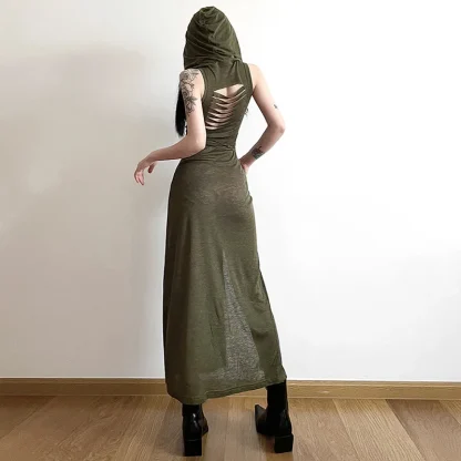 Double High Slit Maxi Gothic Dresses - Image 5