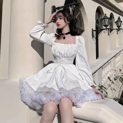 Flowy A-line Long Sleeve Gothic Dress - Image 5